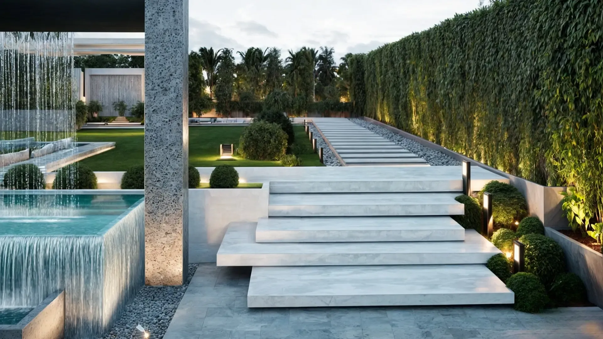 Floor tiling at a villa garden in Dubai