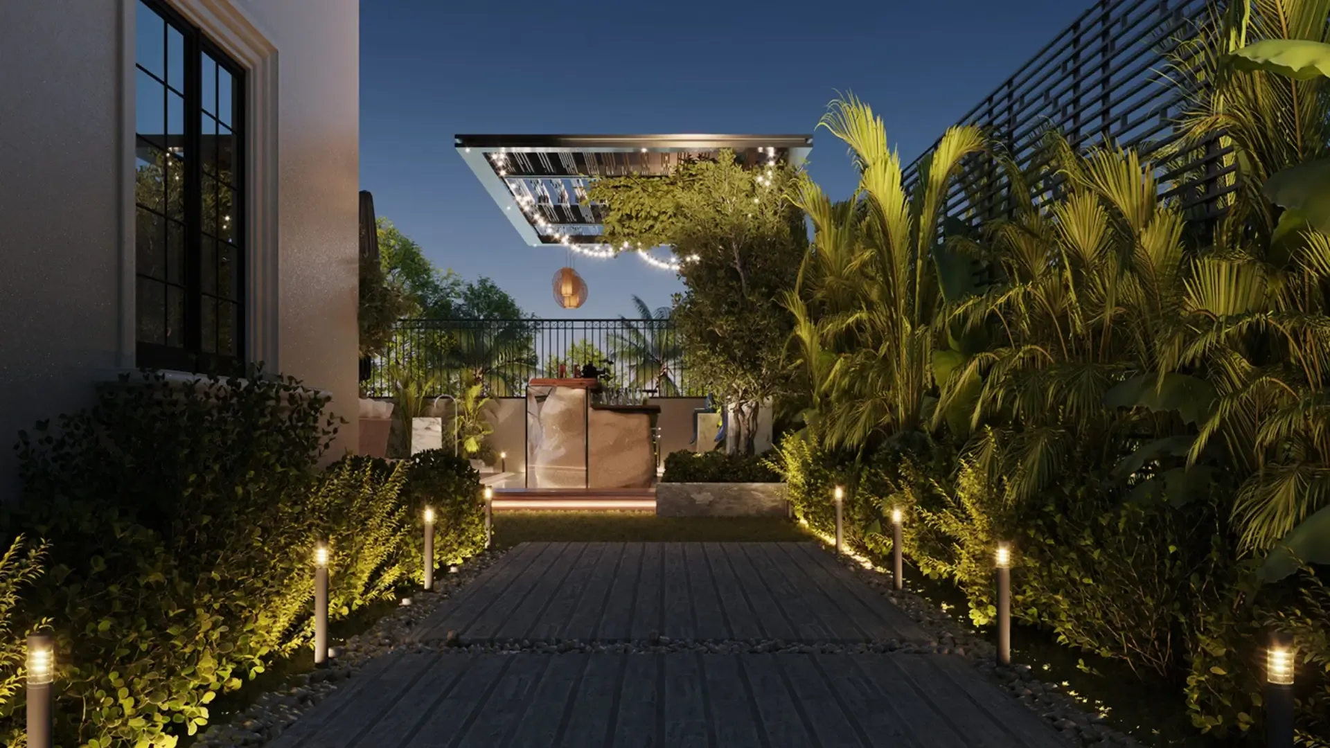 Lighting design for a villa garden in Dubai