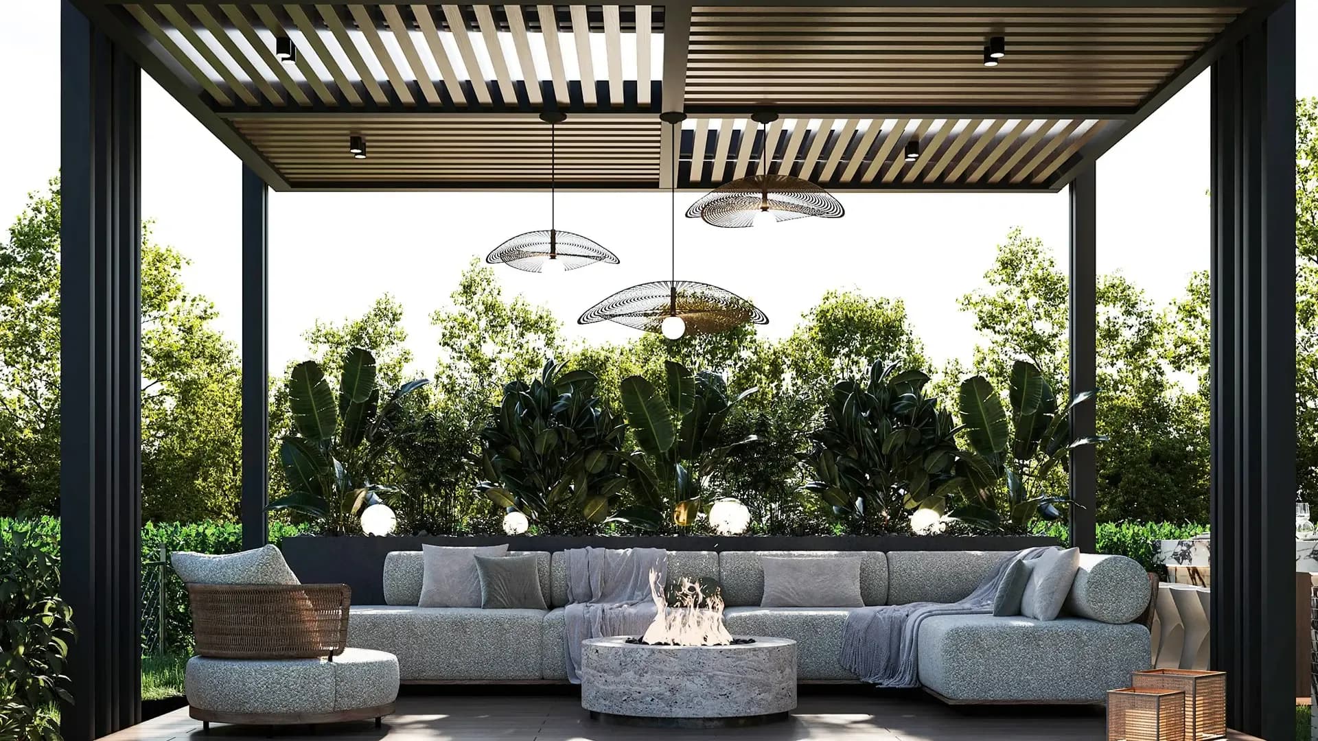 Aluminium pergola design and construction for a villa in Dubai